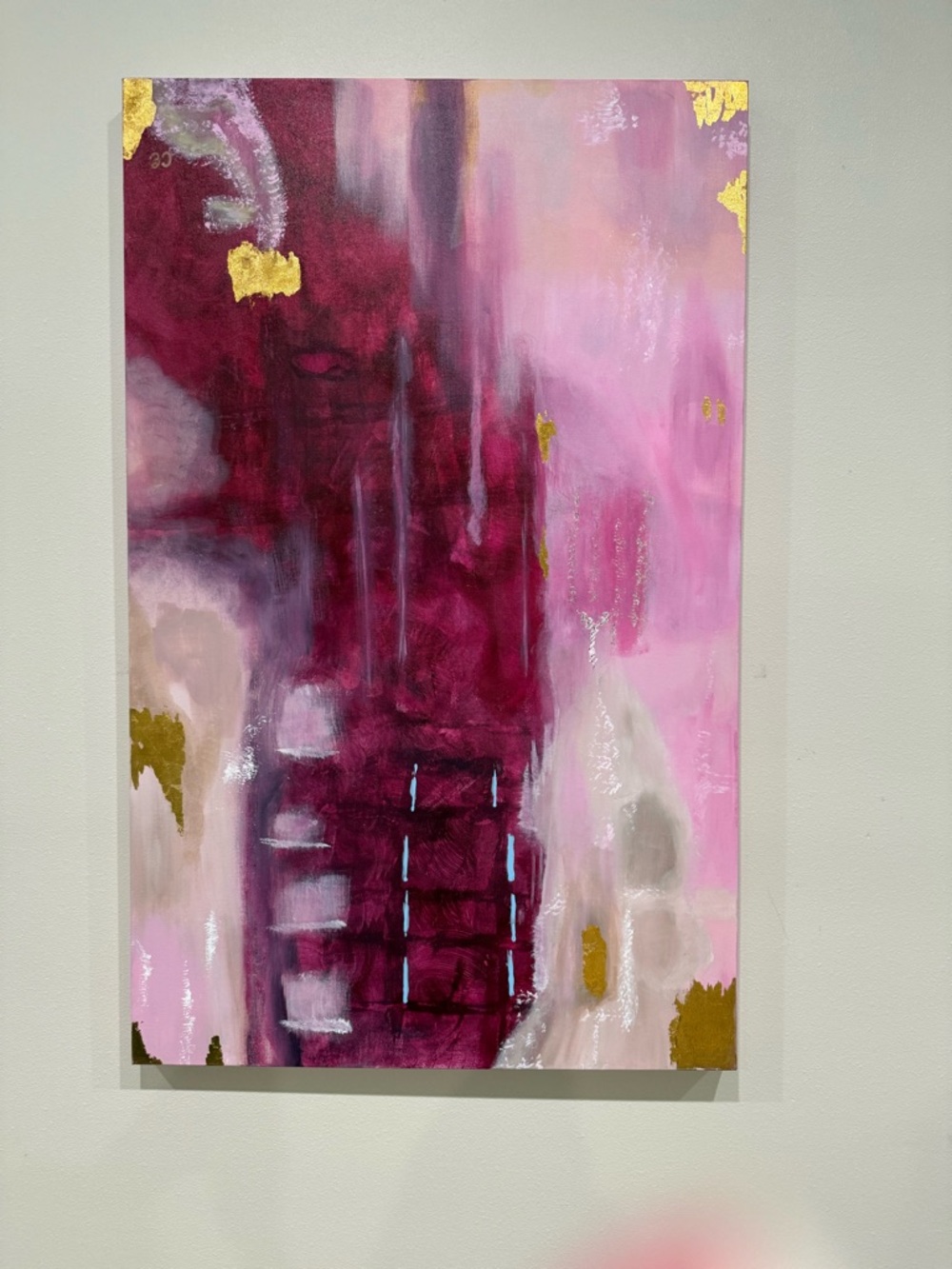 Designers Originals Pink and Magenta Abstract with Gold Accents